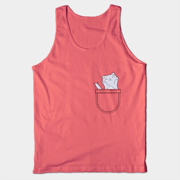 Happy anime kitten in pocket Tank Top by Shirt Vibin